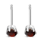 5mm Round Prong-Set Garnet Sterling Silver Stud Earrings - e444